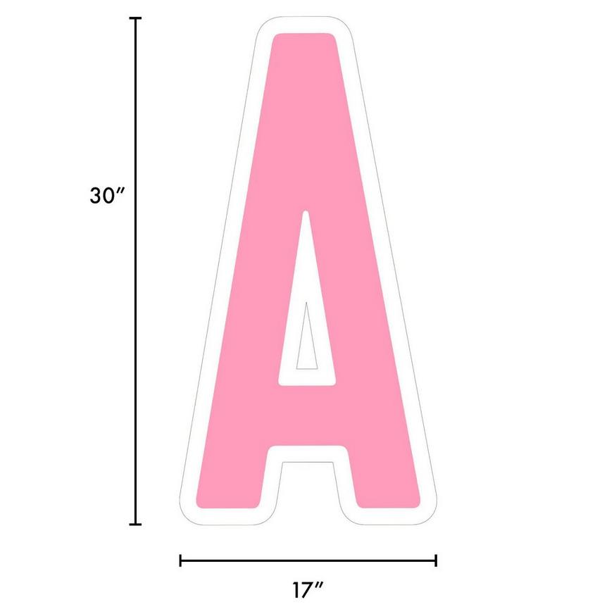 Pink Letter (A) Corrugated Plastic Yard Sign, 30in